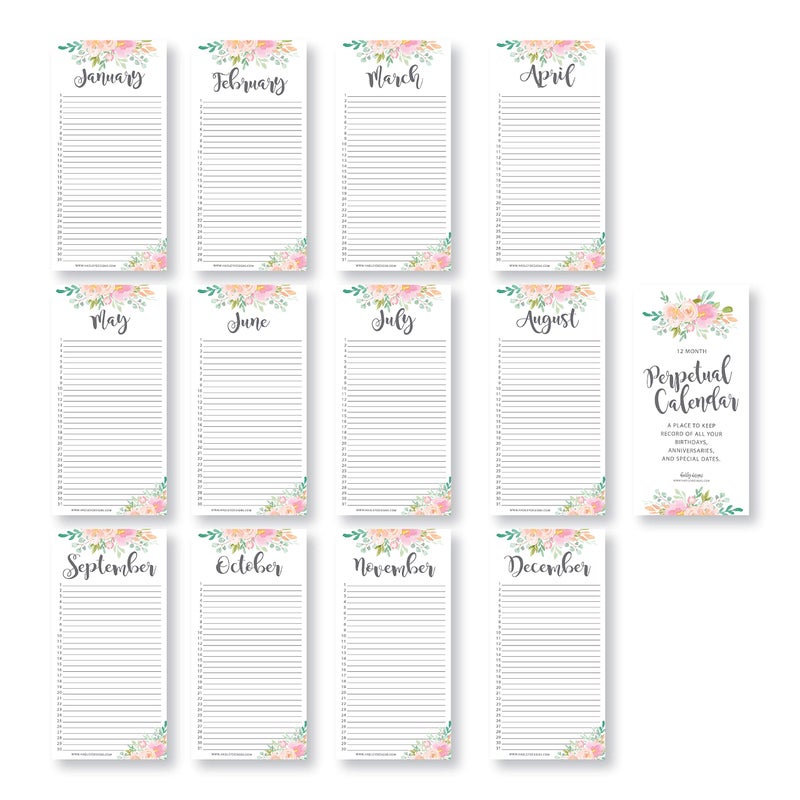 Hadley Designs Floral Perpetual Birthday, Anniversary, Special Event Reminder Calendar Book Journal for Important Family Date Day Wall Hanging, Mom Dutch Happy Bday Gift Card Planner Organizer - Image 2